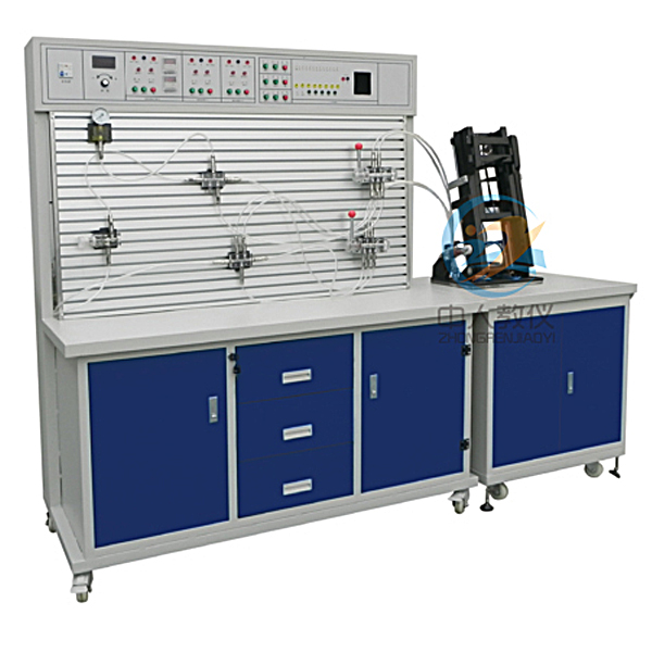 透明液壓推土機(jī)實驗裝置(圖1) 透明液壓推土機(jī)實驗裝置,雙面網(wǎng)孔型電工實驗裝置